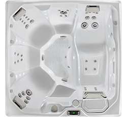 Product image top view of the Flair model of the Hot Spring Hot Tubs Limelight series by Bonsall Pool & Spa In Lincoln, NE.