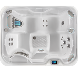 Product image top view of the Jetsetter LX model of the Hot Spring Hot Tubs Highlife series by Bonsall Pool & Spa In Lincoln, NE.