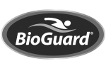 Grayscale logo for the BioGuard® series hot tubs offered by Bonsall Pool & Spa in Lincoln, NE.